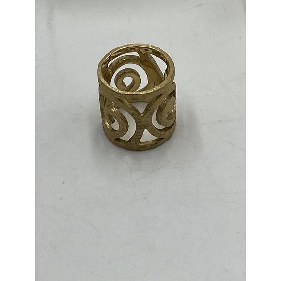 Andara Wide Band Brushed Textured Gold Tone Wide Cigar Band Ring Sz 6-6.5 - Picture 9 of 15
